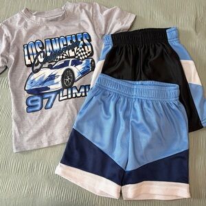 Los Angeles Racing Tee & Blue Athletic Shorts Set